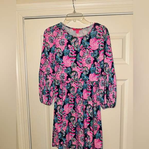 Lilly Pulitzer Auralia Dress, Oyster Bay Navy Shroom With A View print, XS. EUC - Picture 8 of 16